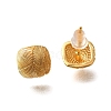 Brass Square Stud Earrings EJEW-Z083-04G-4