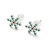 Christmas Theme Brass Stud Earrings EJEW-D062-01G-S-1