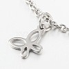 Butterfly Stainless Steel Pendant Anklets AJEW-AN00104-02-2