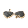 Heart Brass Micro Pave Cubic Zirconia Pendants KK-G435-04G-4