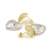 Rack Plating Brass Heart Dangle Stud Earrings with Cubic Zirconia EJEW-D069-06GP-2