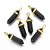 Natural Black Obsidian Bullet Double Terminated Pointed Pendants G-G902-B25-1