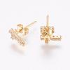 Brass Micro Pave Cubic Zirconia Stud Earrings EJEW-F125-05G-2
