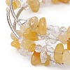 Natural Topaz Jade Chip & Glass & Brass Tube Beaded Bangles for Women BJEW-JB11265-04-4