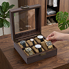 6-Slot Clear Glass Window Imitation Leather Watch Organizer Boxes with Velveteen Pillow Inside and Alloy Clasps Outside CON-WH0089-285-3
