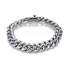 Tarnish Resistant Men's 304 Stainless Steel Cuban Link Chain Bracelets BJEW-P263-B02-P-1