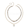 2Pcs 2 Style Natural New Jade Teardrop Pendant Necklaces Set NJEW-JN04079-1
