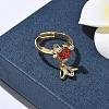 Brass Micro Pave Cubic Zirconia Adjustable Finger Rings for Women RJEW-K307-01G-21-5