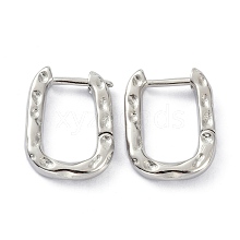 Textured Rectangle Brass Hoop Earrings EJEW-B007-02P