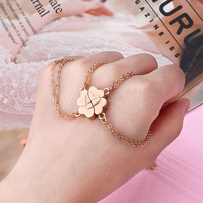 Alloy Magnetic Clover Split Pendant Friendship Necklaces FS-WGB14F7-02-1