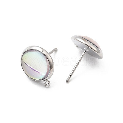 Brass Glass Stud Earrings KK-F916-04P-1