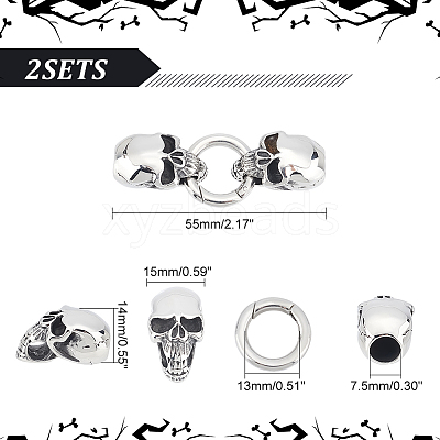 2 Sets Tibetan Style 304 Stainless Steel Spring Gate Rings STAS-UN0040-63-1