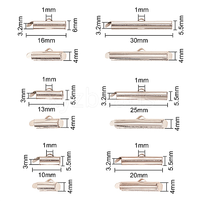 120Pcs 6 Styles Iron Slide On End Clasp Tubes IFIN-CJ0001-47-1