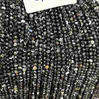 Natural Dyed & Heated Black Agate Beads Strands LS-G-RM250101-C18-1