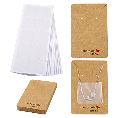 100Pcs Ractangle Kraft Paper Necklace Earring Display Cards AJEW-TA0001-26A-1