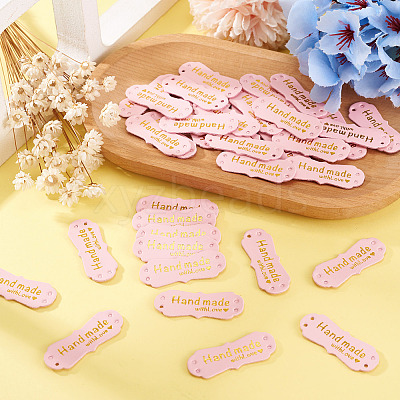 40Pcs PU Leather Craft Label Tags DIY-TADJ0001-22F-1