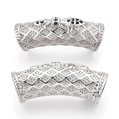 Brass Micro Pave Cubic Zirconia Tube Beads ZIRC-T004-60P-1