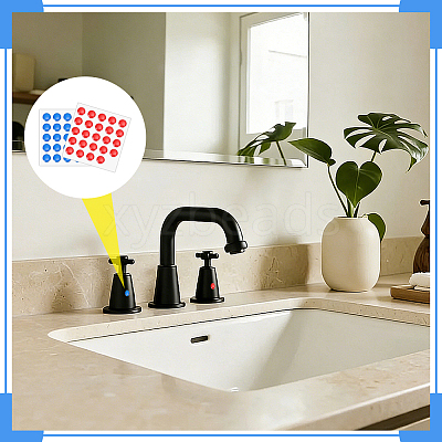 48Pcs 2 Colors PVC Hot & Cold Water Marking for Faucet FIND-NB0007-36-1