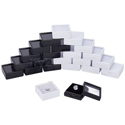 24Pcs 2 Colors Square Acrylic Loose Diamond Display Boxes CON-GA0001-16-1