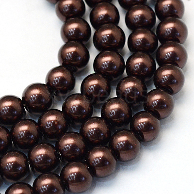 Baking Paint Pearlized Glass Pearl Round Bead Strands X-HY-Q003-10mm-40-1