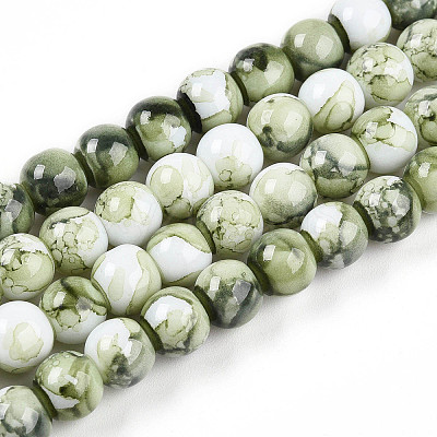 Baking Paint Glass Beads Strands DGLA-N003-8mm-C06-1