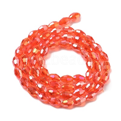 Transparent Electroplate Glass Beads Strands EGLA-A037-T6x8mm-B09-1