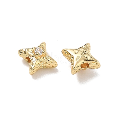 Brass Micro Pave Clear Cubic Zirconia Beads CU-CBA91C0-02G-1