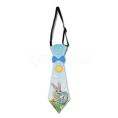 Easter Theme Rabbit Egg Glitter Felt Necktie AJEW-C030-01C-1