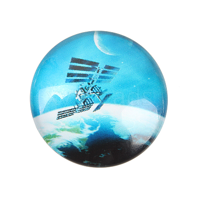 Starry Sky Printed Glass Half Round/Dome Cabochons GGLA-N004-10mm-D-1
