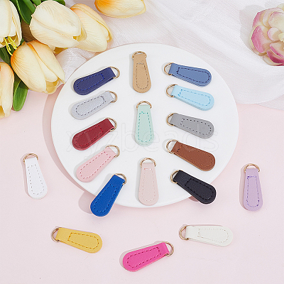 36Pcs 18 Styles PU Leather Zipper Pull Tabs FIND-ME0004-17-1