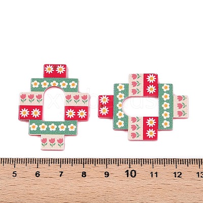 Flower Theme Printed Acrylic Pendants OACR-T028-14A-1