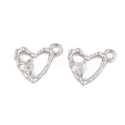 Brass Micro Pave Clear Cubic Zirconia Charms KK-L212-19P-1