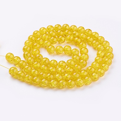 1Strand Gold Transparent Crackle Glass Round Beads Strands X-CCG-Q001-10mm-10-1