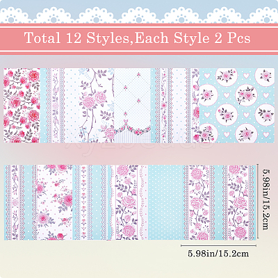 24 Sheets 12 Styles Rose Scrapbook Paper Pads DIY-WH0304-989H-1