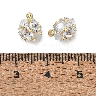 Brass Pave Clear Cubic Zirconia Charms CU-CBAD360-08G-01-1