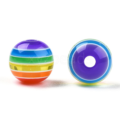 Transparent Stripe Resin Beads RESI-S345-8mm-10A-1