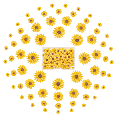 100Pcs 4 Styles Flatback Hair & Costume Accessories Ornaments Resin Flower Daisy Cabochons CRES-NB0001-37A-1