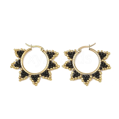 Glass Beaded Hoop Earrings EJEW-MZ00750-03-1