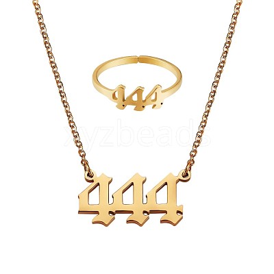 Number Pendant Necklace & Open Cuff Ring JX198A-1