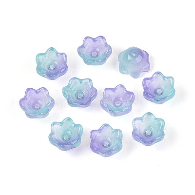 Transparent Two Tone Spray Painted Glass Bead Caps A-GLAA-Q089-002B-002-1