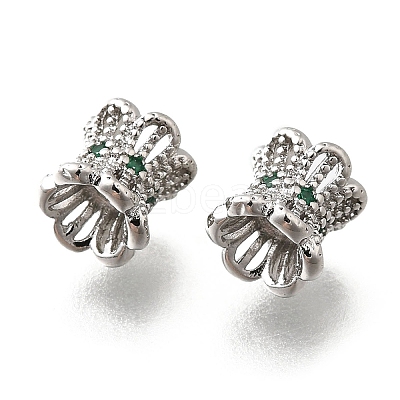Brass Micro Pave Green Cubic Zirconia Beads KK-M318-24P-02-1