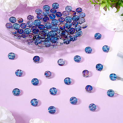 100Pcs 5 Styles Transparent Electroplated UV Plating Glass Beads GLAA-TA0003-19B-1