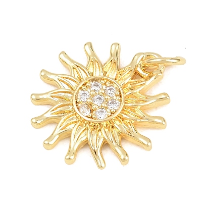 Brass Micro Pave Clear Cubic Zirconia Pendants KK-D258-08G-02-1