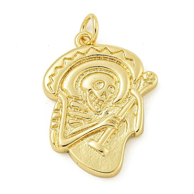 Halloween Theme Rack Plating Brass Pendants KK-Z067-18G-04-1