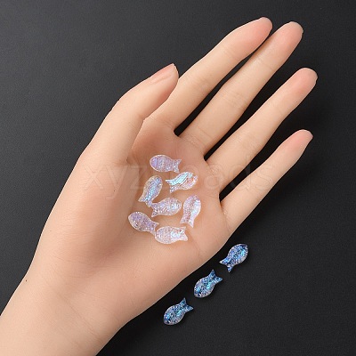35Pcs Transparent Spray Painted Glass Beads GLAA-YW0001-69A-1