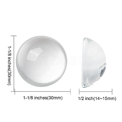Transparent Half Round Glass Cabochons LS-X-GGLA-R027-30mm-1