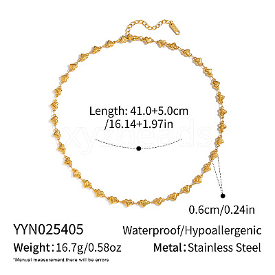 304 Stainless Steel Heart Link Chain Necklaces for Women NL6452-4-1