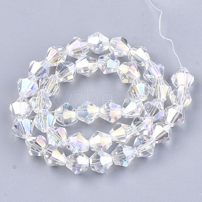 Electroplate Glass Beads Strands X-EGLA-Q118-6mm-B17-1