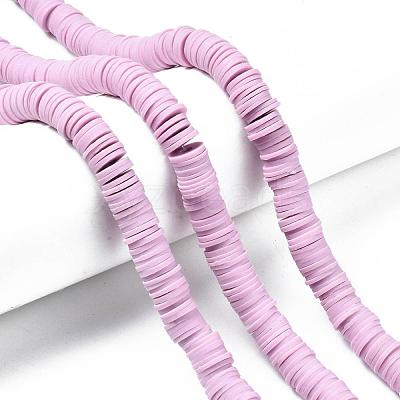 Flat Round Handmade Polymer Clay Beads CLAY-R067-10mm-26-1