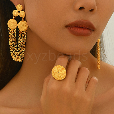 Vintage Alloy Round Tassel Earrings & Ring Sets for Women's Party Wedding LS-KC7338-1
